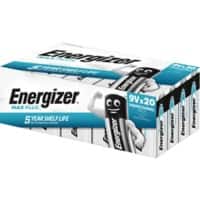 Energizer 9V Alkaline Batteries Max Plus 6LR61 Pack of 20