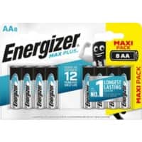 Energizer AA Alkaline Batteries Max Plus LR6 1.5V Pack of 8
