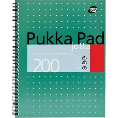 Pukka Pad Metallic Jotta A4 Wirebound Green Cardboard Cover Notebook Ruled 200 Pages Pack of 3