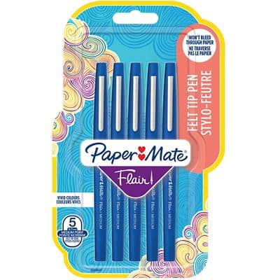 PaperMate Fineliner Pen Flair Medium 0.7 mm Blue Pack of 5