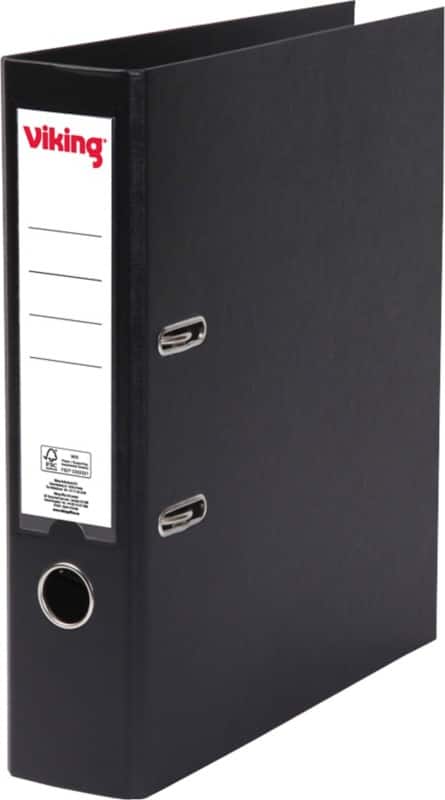 Viking Wide Lever Arch File A4 75 mm Black 2 Rings Cardboard, PP (Polypropylene) Matt Portrait