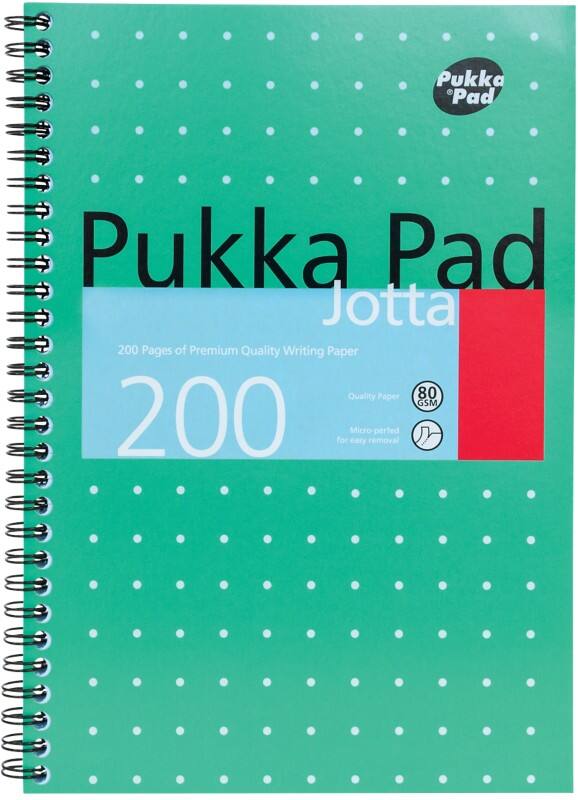 Pukka Pad Notebook Metallic Jotta B5 Ruled Spiral Bound Cardboard Hardback Green Perforated 200 Pages Pack of 3
