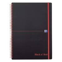 OXFORD Black n' Red A4 Wirebound Poly Cover Notebook Ruled 140 Pages