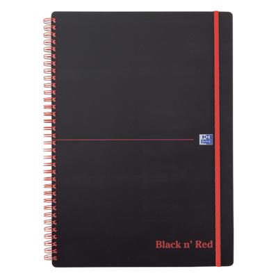 OXFORD Notebook Black n' Red A4 Ruled Spiral Bound PP (Polypropylene) Hardback Black, Red Perforated 140 Pages 140 Sheets