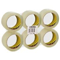 Scotch Crystal Clear Packaging Tape Transparent 50 mm x 66 m Rubber 371 Pack of 6