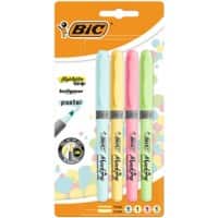 BIC Grip Highlighter Assorted Pastel Medium Chisel 1.6-3.3 mm Pack of 4