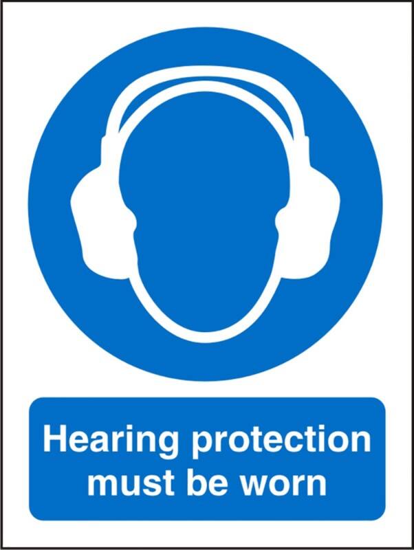 Mandatory Sign Hearing Protection Adhesive Plastic 20 x 15 cm