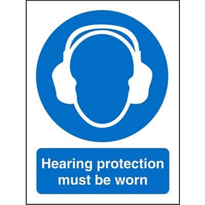 Mandatory Sign Hearing Protection Plastic Blue 20 x 15 cm