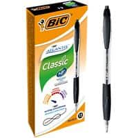 BIC Atlantis Classic Retractable Ballpoint Pen Grip Medium 0.4 mm Black Pack of 12