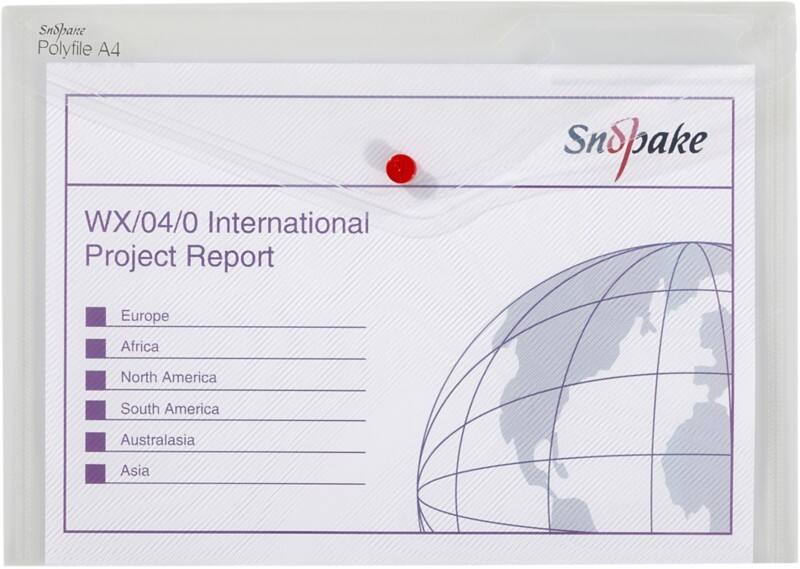 Snopake Polyfile A4 Press Stud PP (Polypropylene) Landscape 33 (W) x 2 (D) x 24 (H) cm Transparent Pack of 5