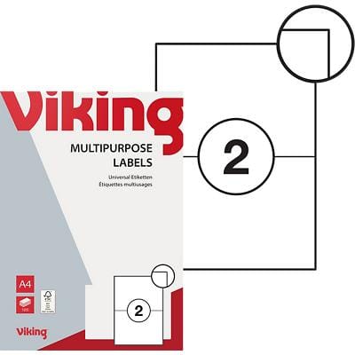 Viking Multipurpose Label 1005945 Yes Special format White 210 x 148 mm 100 Sheets of 2 Labels