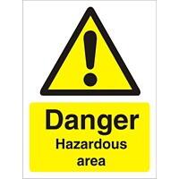 Warning Sign Hazard Area PVC 15 x 20 cm