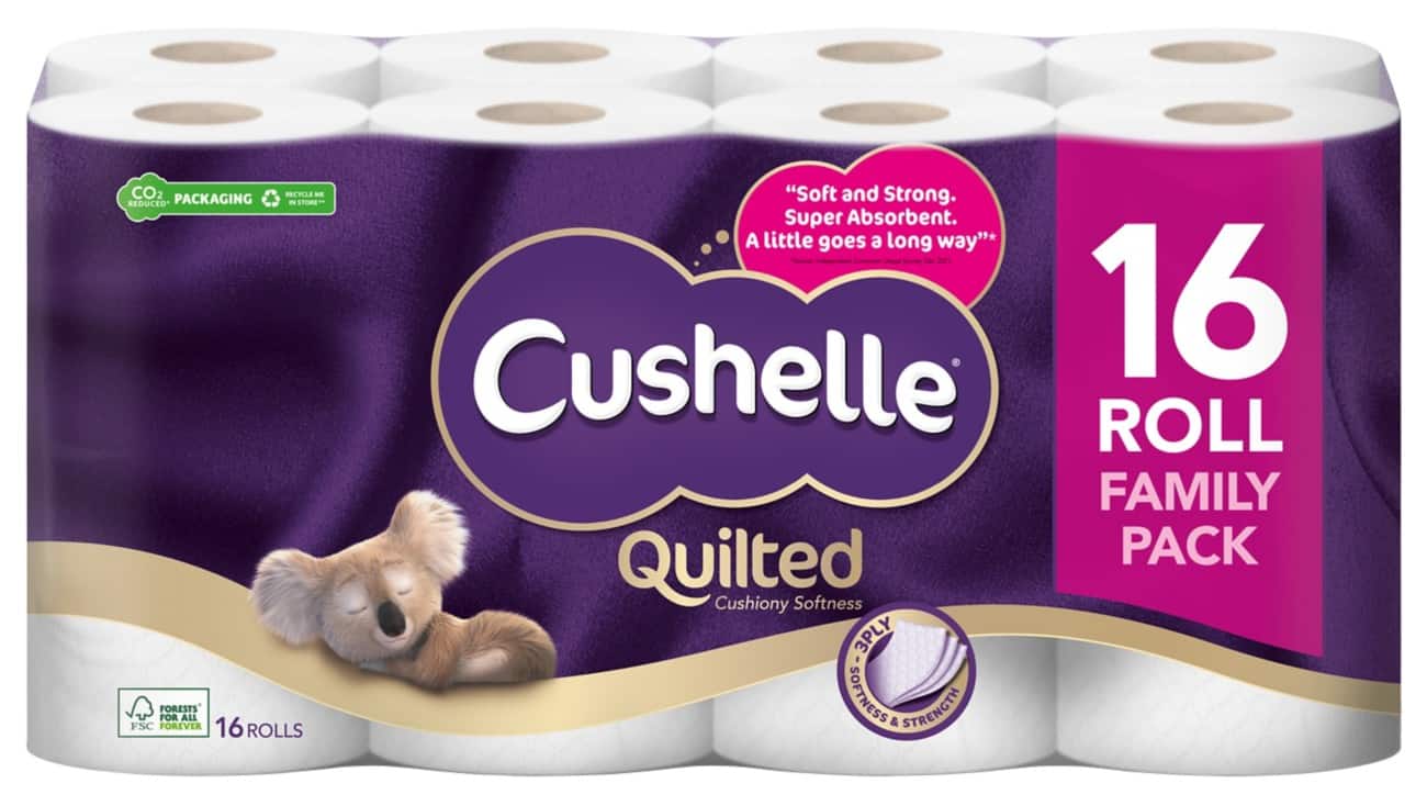 Cushelle Paper 3 Ply Toilet Rolls Ultra Quilted 465mm x 45mm White 16 Rolls of 157 Sheets