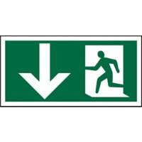 Fire Exit Sign Fire Exit Down Plastic Green 10 x 20 cm