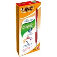 BIC Atlantis Classic Retractable Ballpoint Pen Medium 0.4 mm Red Pack of 12