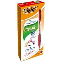BIC Atlantis Classic Retractable Ballpoint Pen Medium 0.4 mm Red Pack of 12