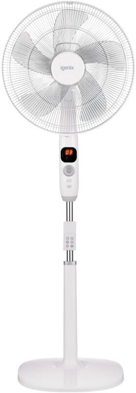 igenix Pedestal Fan DF1670 16 inch White 1 Speed Settings 40 x 45.2 x 136 cm
