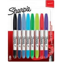 Sharpie Twin Tip Permanent Marker Fine Bullet 0.5 mm Assorted Pack of 8