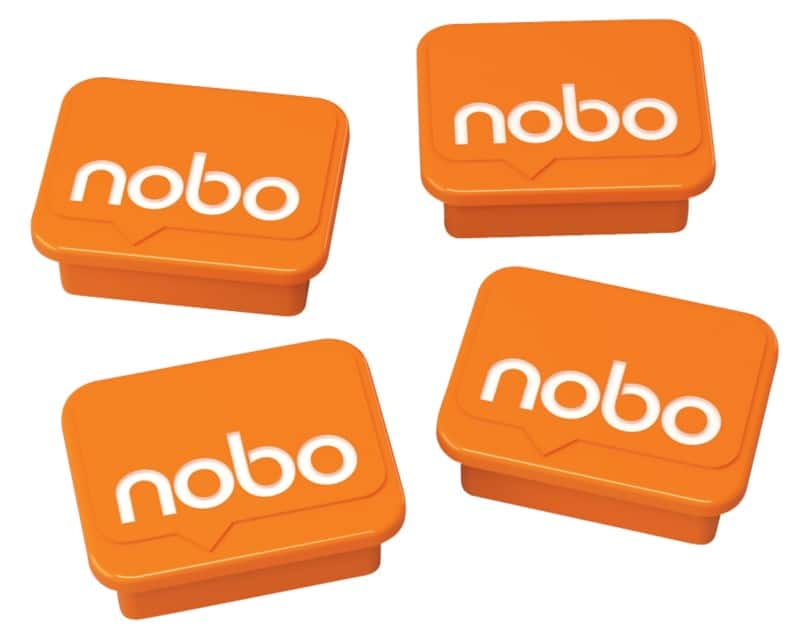 Nobo Whiteboard Magnets 1905327 22 x 18mm Orange Pack of 4