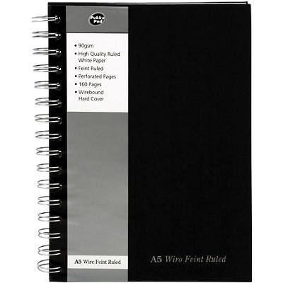 Pukka Pad Manuscript Book A5 Ruled Spiral Bound Hardback Black Perforated 160 Pages 80 Sheets