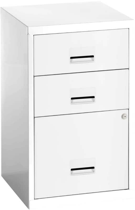 Pierre Henry Filing Cabinet with 3 Lockable Drawers COMBI 400 x 400 x 660 mm White