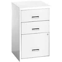 Pierre Henry Filing Cabinet with 3 Lockable Drawers COMBI 400 x 400 x 660 mm White