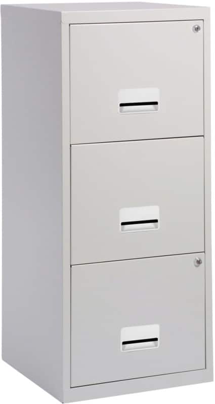 Pierre Henry Filing Cabinet with 3 Lockable Drawers Maxi 400 x 400 x 930 mm Grey