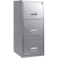 Pierre Henry Steel Filing Cabinet with 3 Lockable Drawers Maxi 400 x 400 x 930 mm Silver