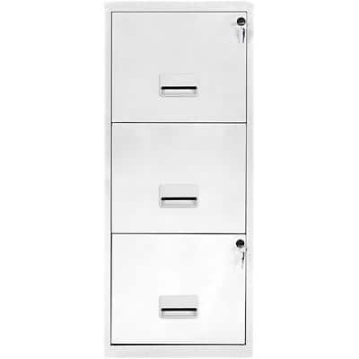 Pierre Henry Steel Filing Cabinet with 3 Lockable Drawers Maxi 400 x 400 x 930 mm White