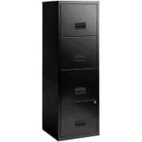 Pierre Henry Steel Filing Cabinet with 4 Lockable Drawers 400 x 400 x 1250 mm Black