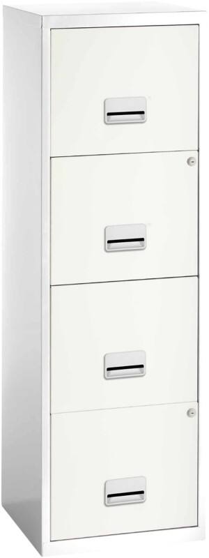 Pierre Henry Maxi Steel Filing Cabinet with 4 Lockable Drawers 400 x 400 x 1,250 mm White