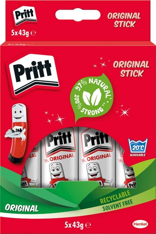 Pritt Glue Stick 43g Value Pack 4 + 1 Free
