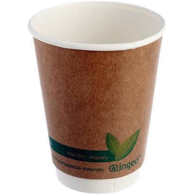 DISPO Cups Compostable Paper 340ml Brown Pack of 25