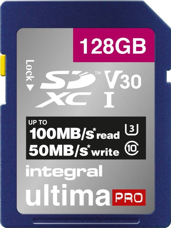 Integral SDXC Flash Memory Card UltimaPRO V30 128 GB