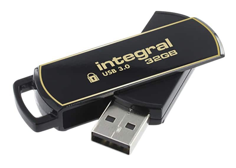 Integral Secure 360 Flash Drive 32 GB USB 3.0 Black, Gold  
