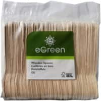 eGreen Disposable Dessert Spoons Birchwood 3.5 x 20cm Brown Pack of 100