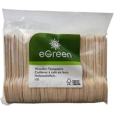 eGreen Disposal Tea Spoons Birchwood 3.2 x 22 x 20cm Brown Pack of 100