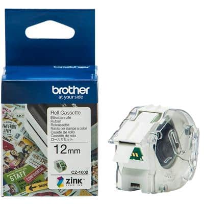 Brother CZ-1002 Authentic Label Tape Self Adhesive White 12 mm  x 5m