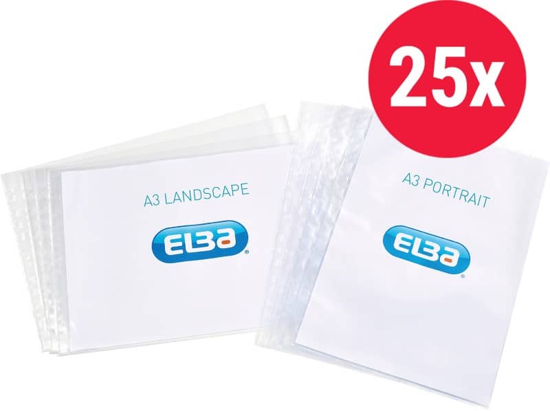 OXFORD Punched Pockets A3 Portrait Clear 120 Micron Pack of 25