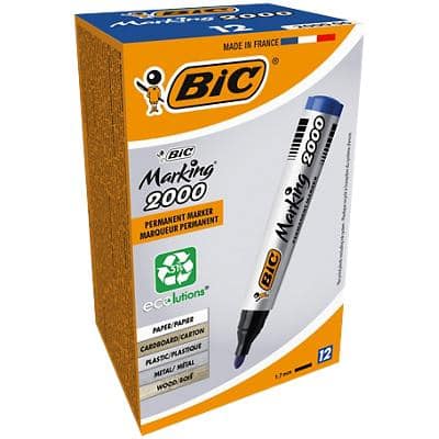 BIC Marking 2000 Permanent Marker Medium Bullet 2 mm Blue Pack of 12