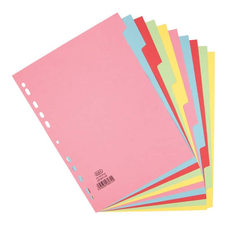 ELBA Blank Alphabetical Dividers  A4 Assorted 10 Part 160 gsm Cardboard 11 Holes 400007246