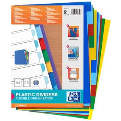 OXFORD Blank Dividers A4 Assorted Multicolour 10 Part PP (Polypropylene) 100205063