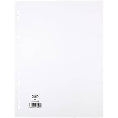 ELBA Blank Dividers A4 White White 10 Part Manilla 100204881