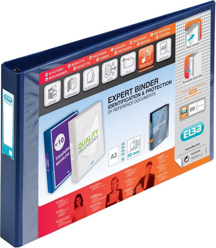 ELBA Vision 30 mm Ring Binder PP (Polypropylene) A3 4 Rings Blue