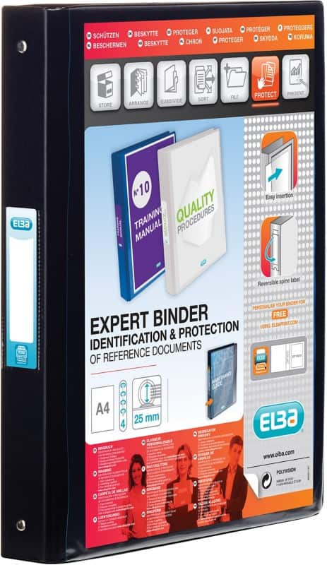 ELBA Vision 25 mm Ring Binder PVC (Polyvinyl Chloride) A4+ 4 Rings Black