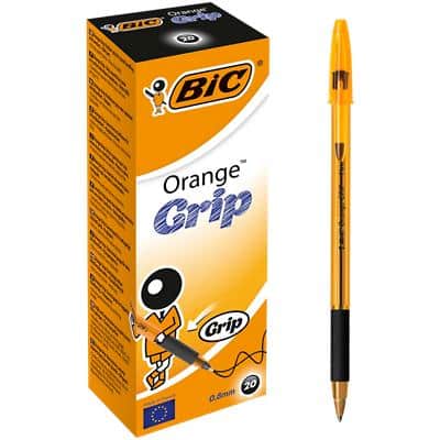BIC Orange Grip Ballpoint Pen Fine 0.3 mm Black Pack of 20