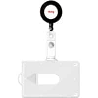 Office Depot Security Pass Badge Holder with Badge Reel Transparent 85 x 54mm Pack of 10