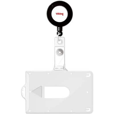 Viking Security Pass Badge Holder with Badge Reel Transparent 85 x 54mm Pack of 10