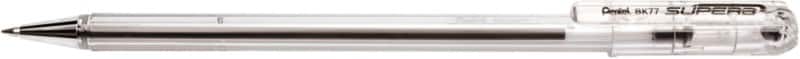 Pentel Superb Fine Point BK77 Non-retractable Rollerball Pen Black 0.35 mm Fine Rollerball Refillable Pack of 12