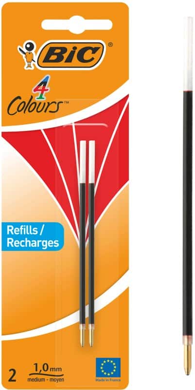 BIC Ballpoint Pen Refill 4 Colours 0.4 mm Red Pack of 2